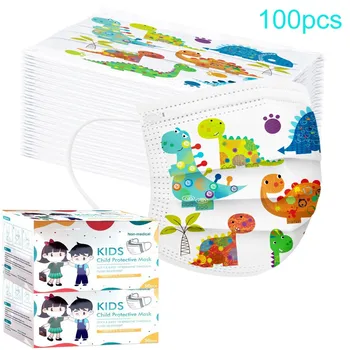 

100pcs Disposable Masks Dust-Proof Face Mask Children's Mask With Elastic Earloop Breathable Facemask 3Ply Christmas halloween