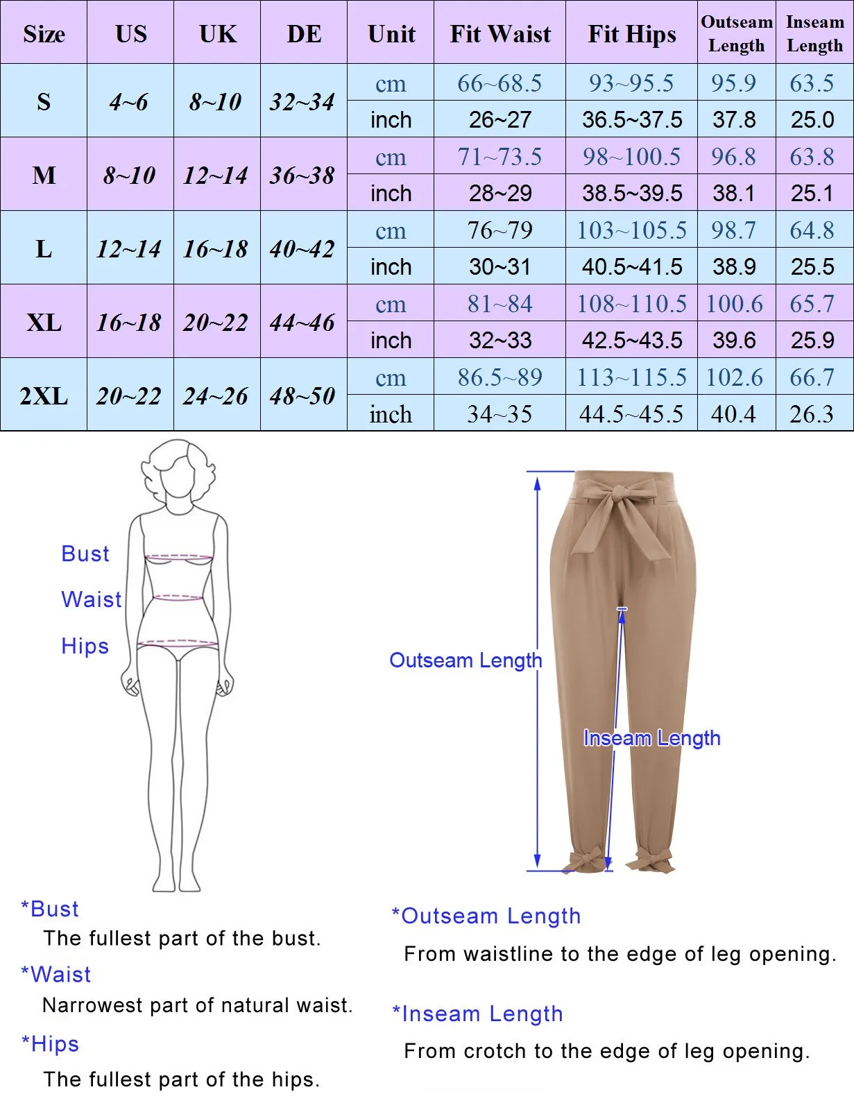 GK Women High Waist Capri Pants With Bow-Knot 2pcs-Pack Casual Cropped Pants Office Lady Temperament Casual Comfort Trousers