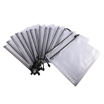 

15 Pack Mesh Zipper Pouch Document Bag A4 Waterproof Document Pouch for School Office Supplies, Cross Stitch Organizing Storage