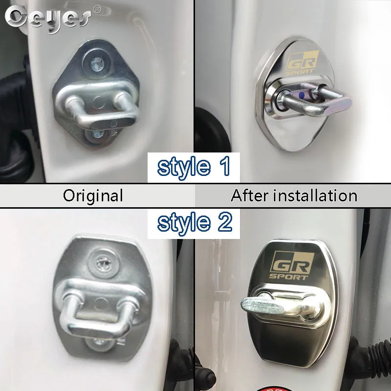 Car Door Lock Cover 4pcs Car Styling Accessories Auto Door Lock Buckle Cover Case For Toyota Gazoo Racing Prius Yaris Corolla Rav4 For Lexus