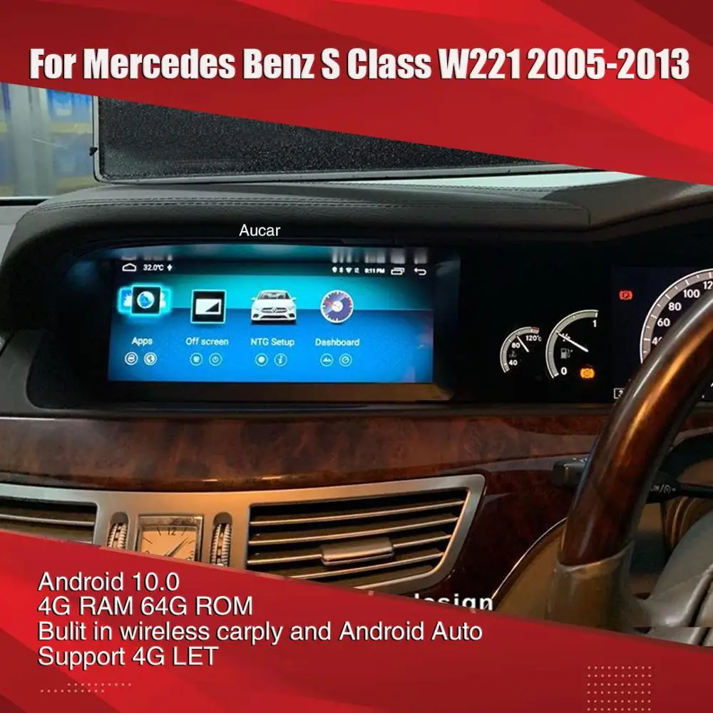 

Aucar Android 10.0 For Mercedes Benz S Class multimedia car radio For Mercedes Benz S Class W221 2005-2013 stereo 4G LET