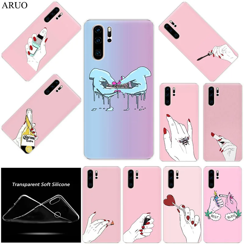 Cartoon Hand Gesture cute SOFT Phone Case for Huawei Y9S Y7P Y6S Y8P P40 P30 P20 Lite Y6P Nova 5t Y8S P-SMart Z Mate20 Pro cover