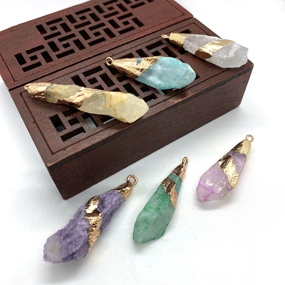 

Colorful Natural Stone Crystal Necklace Pendant Irregular Shape Ladies DIY Gift Fashion Bracelet Jewelry Accessories Wholesale