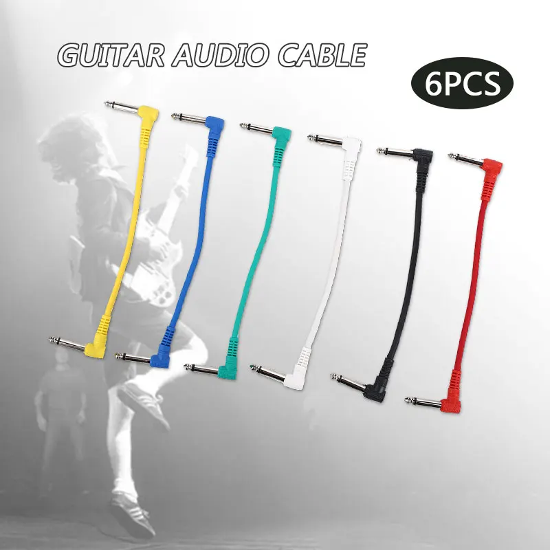Шнур для гитары прочный полихроматический 6,35 мм 22 см Группа рок Музыка Гитарист аудио кабель Гавайские гитары соединительная линия эффектор