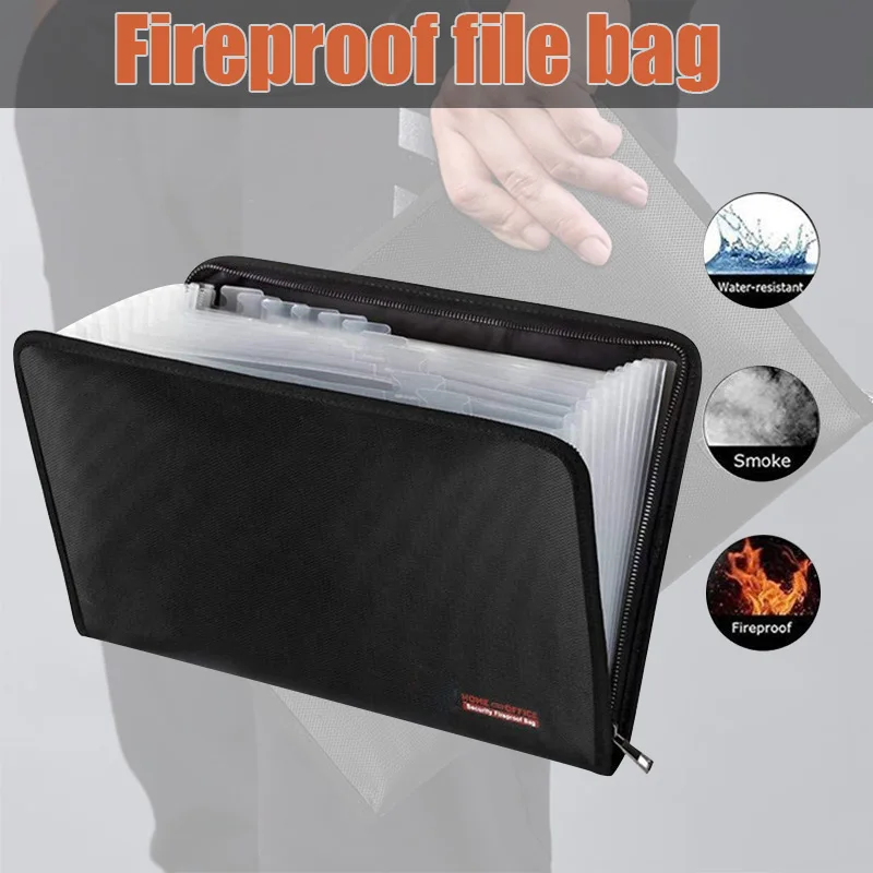 Fireproof Waterproof File Folder Money Document Bag with 12 Pockets Zipper Closure Pouch SGA998 | Канцтовары для офиса и дома