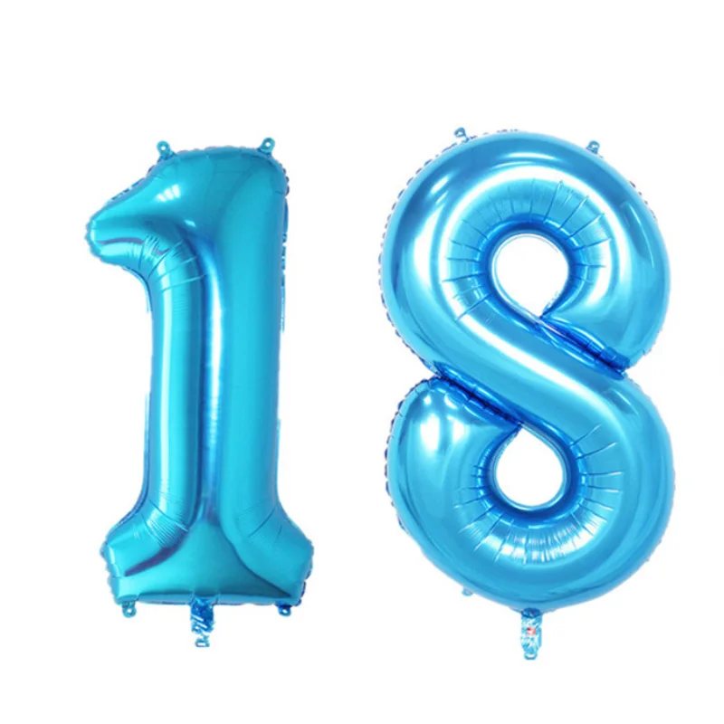 40 дюймов черный воздушный шар баннер 18 21 30 40 50 60 день рождения украшение для взрослых день рождения письмо номер фольги шар Дети globos - Цвет: blue