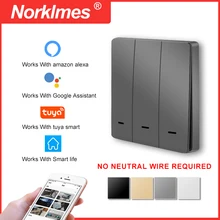 

Wifi RF433 Wall Switch EU No Neutral Wire Required Smart Light Switch 1 2 3 Gang 220V Tuya Smart Home Support Alexa Google Home