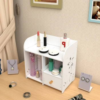 

Organizer Make Up Storage PVC Wood Box Wooden Large Capacity Cosmetic Storage Drawer Makeup Dressing Table Skin Care Rack