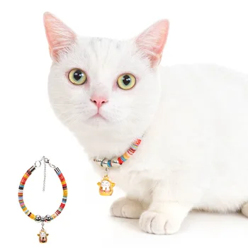 

Pet Collar Decoration Necklace National Style Cat Bell Color Cotton Woven Cat Collar Adjustable Cat Dog Universal Lucky Cat Bell