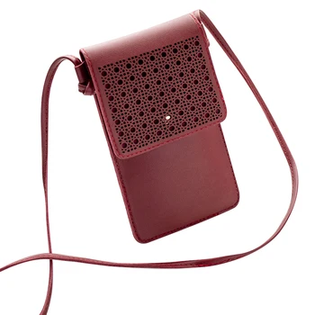 

Cross Body Mobile Phone Bags Touching Screen Clear Window Mini Purse Fashion Cell Phone Bag Pouch 9x19CM