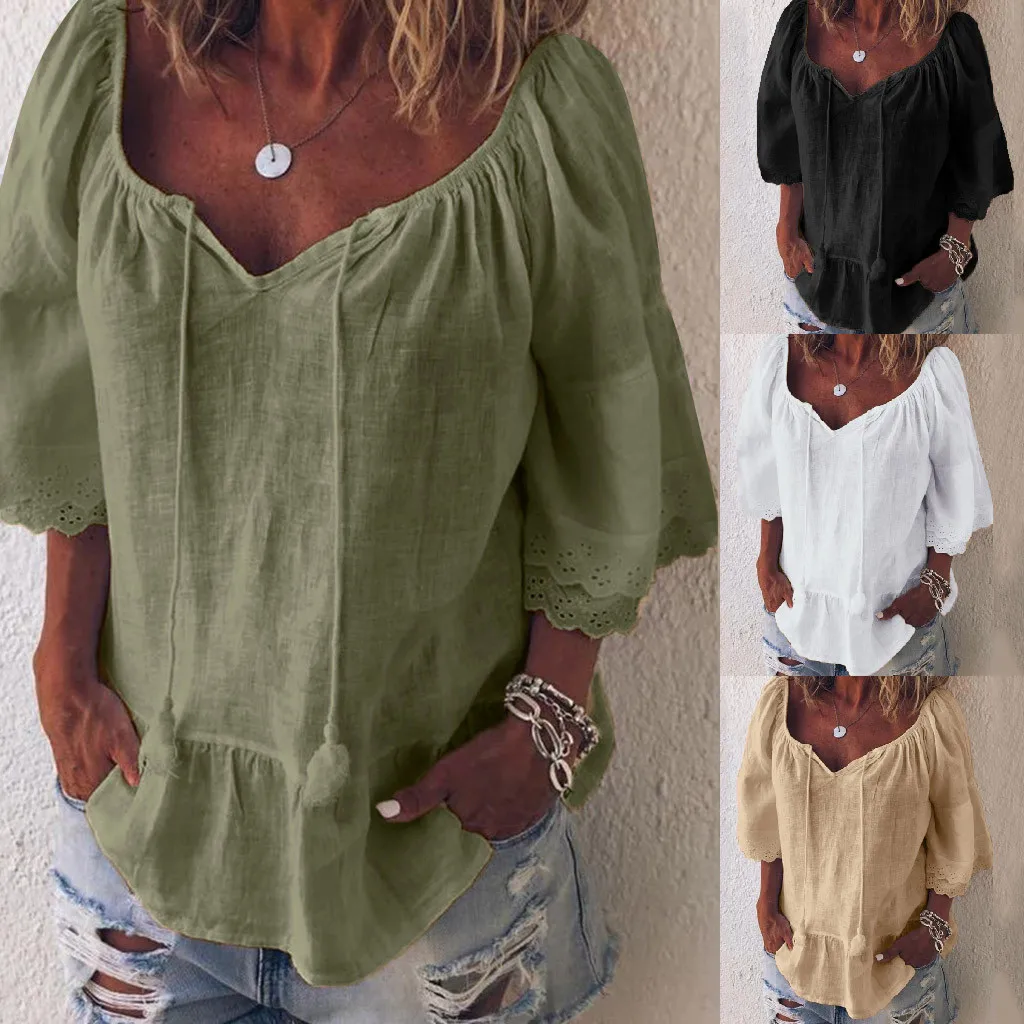 

Autumn New Fashion Women Soild With Lace Long Sleeve Tops Sleeve Shirts Blouse Wholesale Free Ship рубашка женская Z4