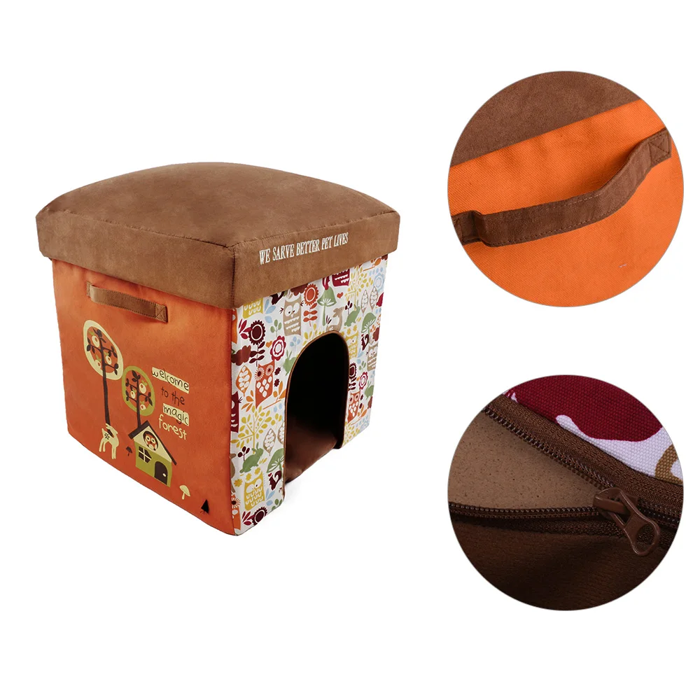 

Hot 2-in-1 Multifunctional Foldable Pet Cats Small Dogs Soft House Bed Nest Living Room Foot Rest Stool Adopt for High Density P