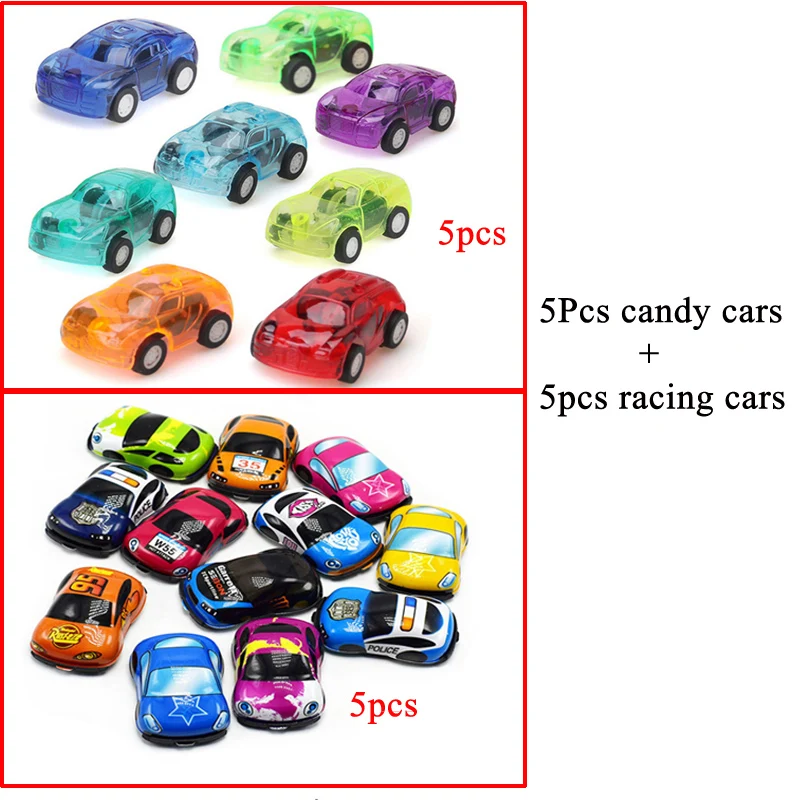 5candy 5racing car 6 шт./10 шт. мини-игрушки для автомобиля, пластиковая модель автомобиля, забавная модель автомобиля для детей, Набор детских колес, классный подарок на день рождения ZXH - Цвет: 5candy 5racing car
