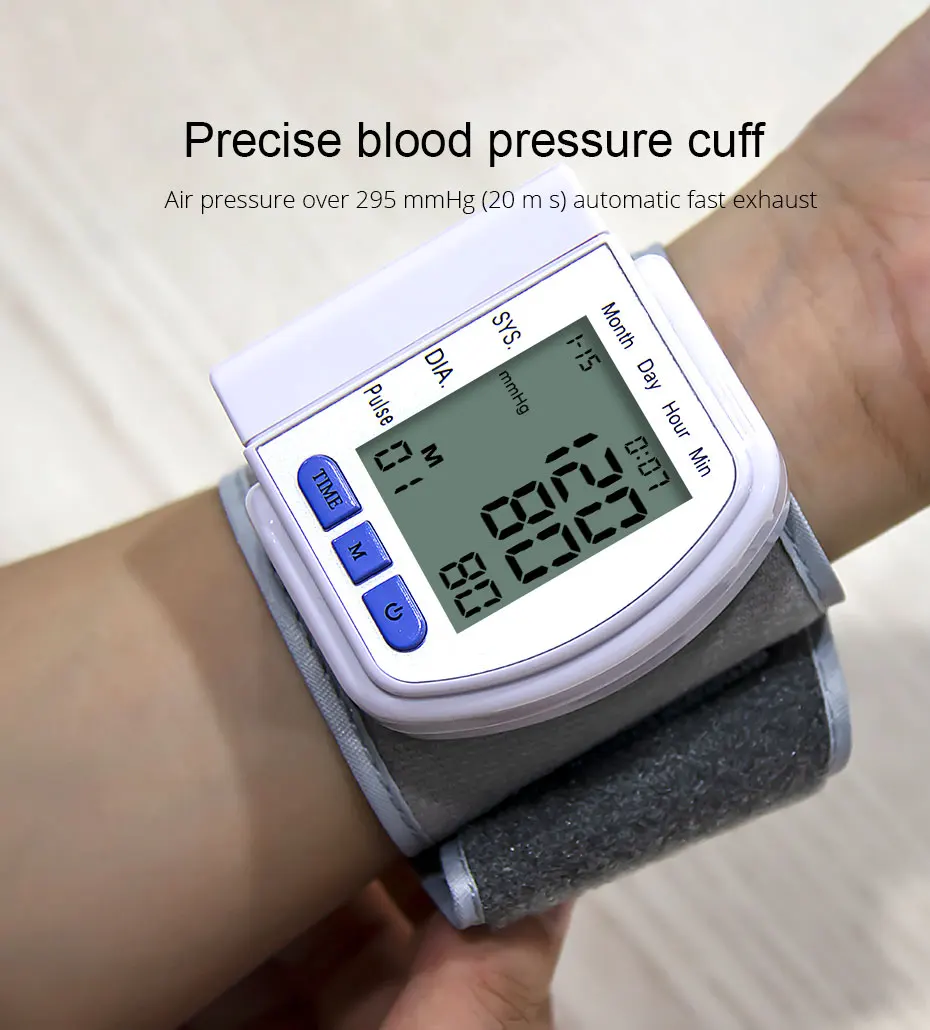 Wrist Sphygmomanometer Monitor Wrist-Blood-Pressure Digital Medical Bp Automatic LCD