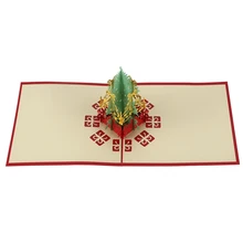 Merry Christmas Tree Винтаж 3D лазерная резка всплывающая бумага ручной работы на заказ поздравительные открытки Рождественские подарки сувенирные открытки
