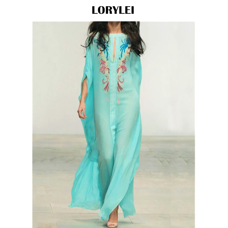 

2019 Turquoise Bikini Cover-ups Bohemian Printed Summer Beach Dress Cotton Tunic Women Plus Size Beachwear Robe de plage N922