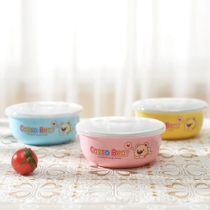 

On Health Baby Stainless Steel Watchband Lid Heat Resistant Rice Bowl Infant Child Tableware Rk3805