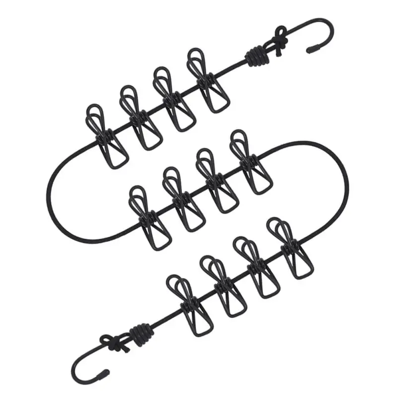 12clip Clothespin Portable Travel laundry retractable clothesline hanger clothing rope outdoor slip-resistant windproof clothing