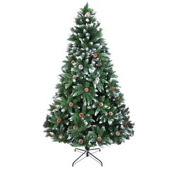 

6 Foot Artificial Christmas Tree Snow Flocked Hinged Pine Cone Decoration Unlit Pvc Pointed White Spray Pine Cone