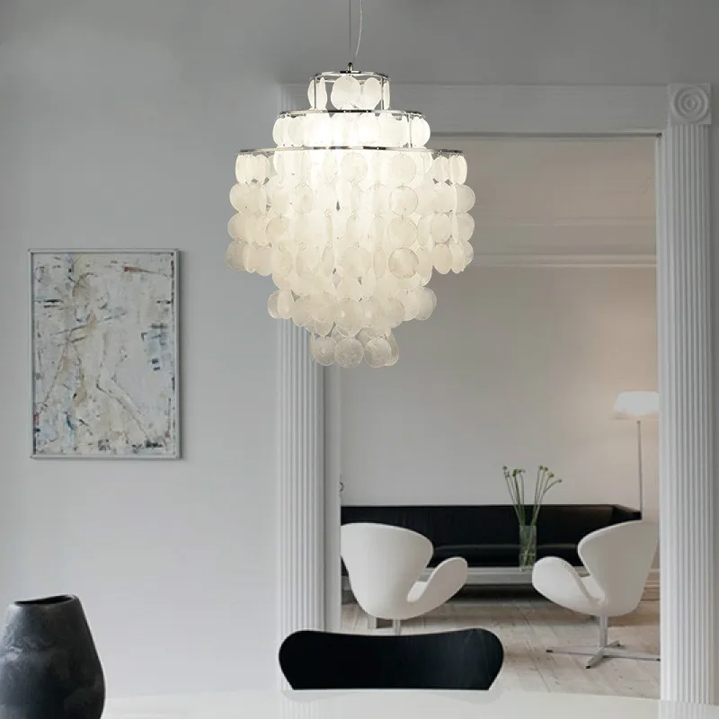 Современный подвесной светильник Capiz Shell белая натуральная ракушка сделай сам