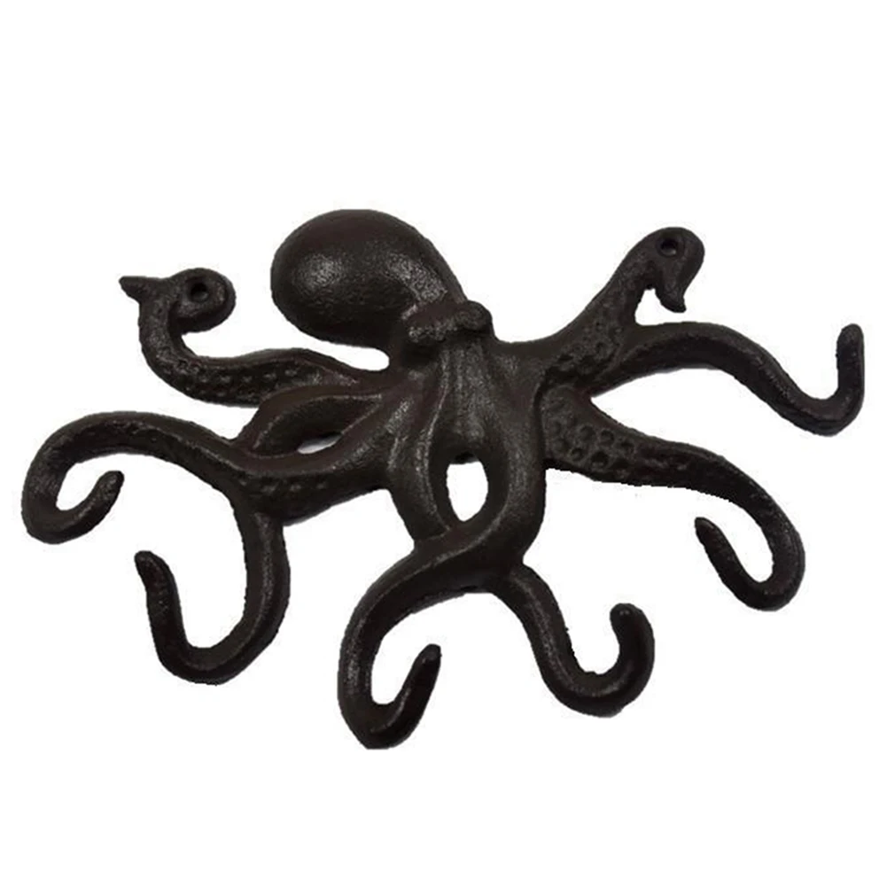 

Bag Cast Iron Holder Room Hanger Hanging Antique Hat Key Hook Home Wall Mounted Storage Octopus Shape Decorative