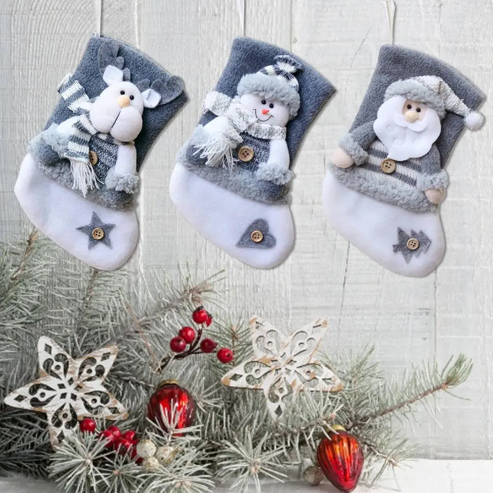Рождественские украшения, трехмерные Чулки со снеговиком и лосем, Подарочный мешок для конфет Рождество, носки
