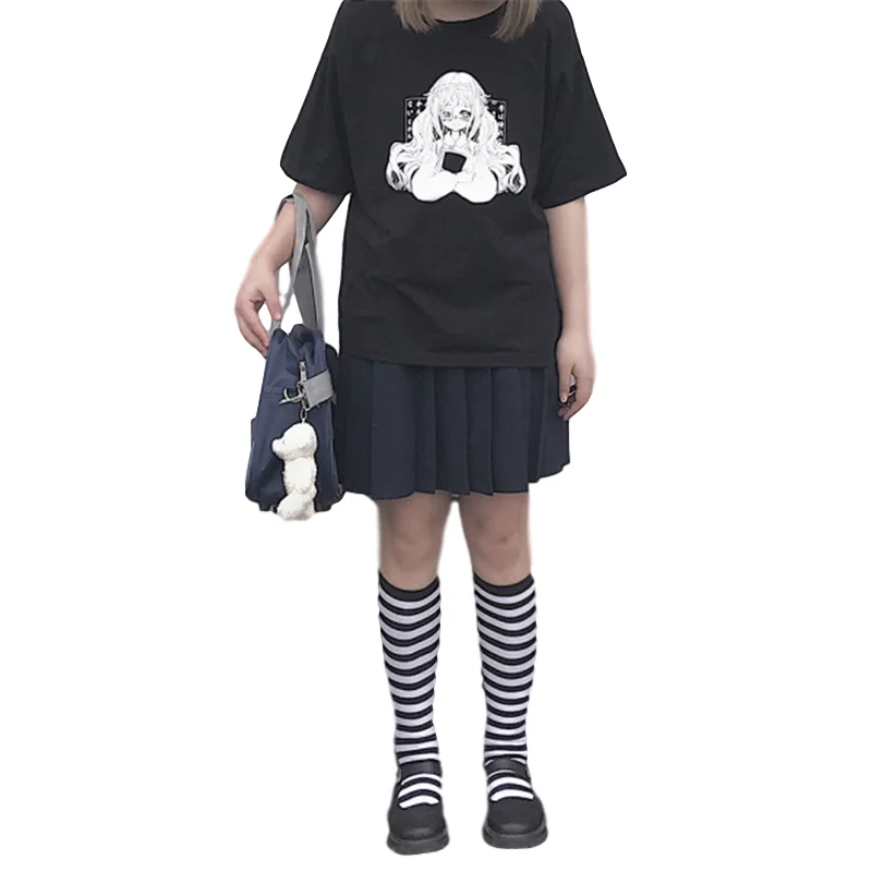 Купить harajuku kawaii женская летняя футболка японский аниме графический