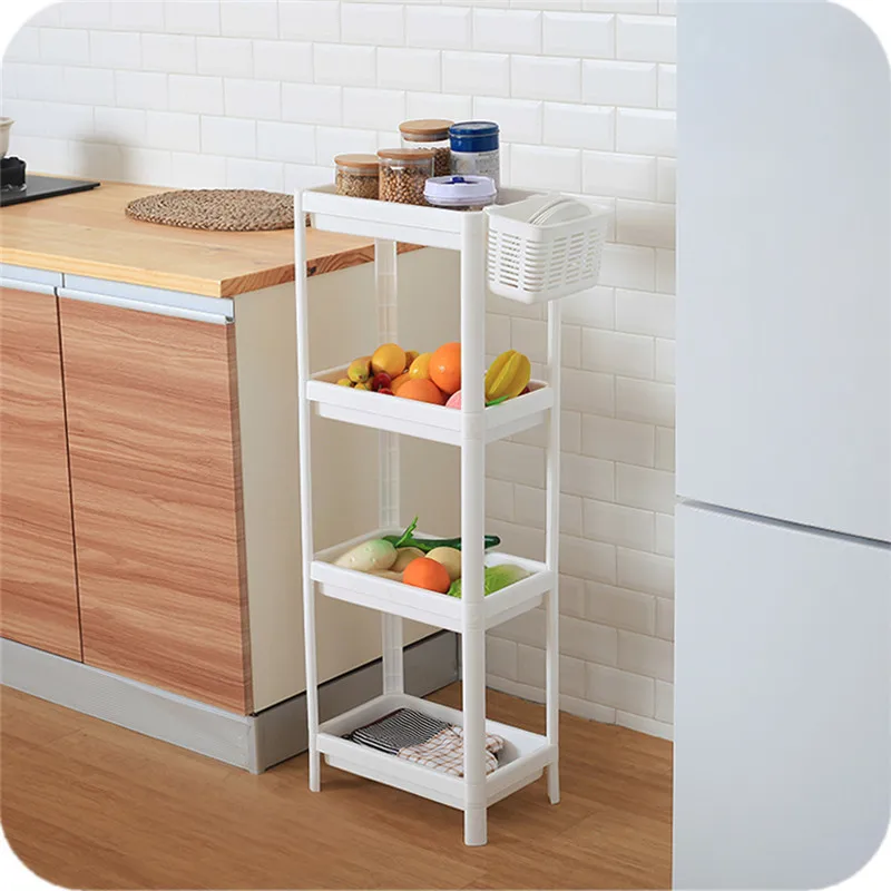 Kitchen living room plastic multi-layer rack bathroom floor-standing Multipurpose Shelf with Removable Wheels Crack Rack Bathroo