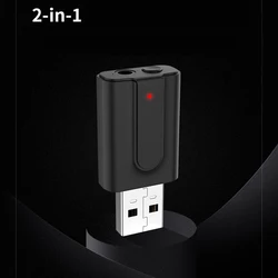 Usb estéreo música sem fio adaptador t10 2 em 1 usb bluetooth compatível dongle adaptador para pc tv projetor fone de ouvido alto falante
