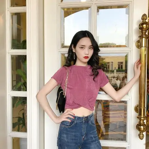 Топы футболка женская с коротким рукавом красная | Женская одежда