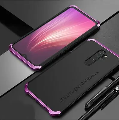 Металлический каркас телефона чехол для Xiaomi Redmi Note 8 Pro тонкий жесткий алюминиевый Гибридный корпус ПК для Xiaomi Redmi Note 8 Pro чехлы - Цвет: Black Purple