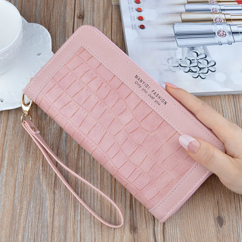 New Fashion Ladies Long Wallet Zipper Crocodile Pattern Stitching Clutch Bag Large Capacity Soft Leather Mobile Phone | Багаж и сумки