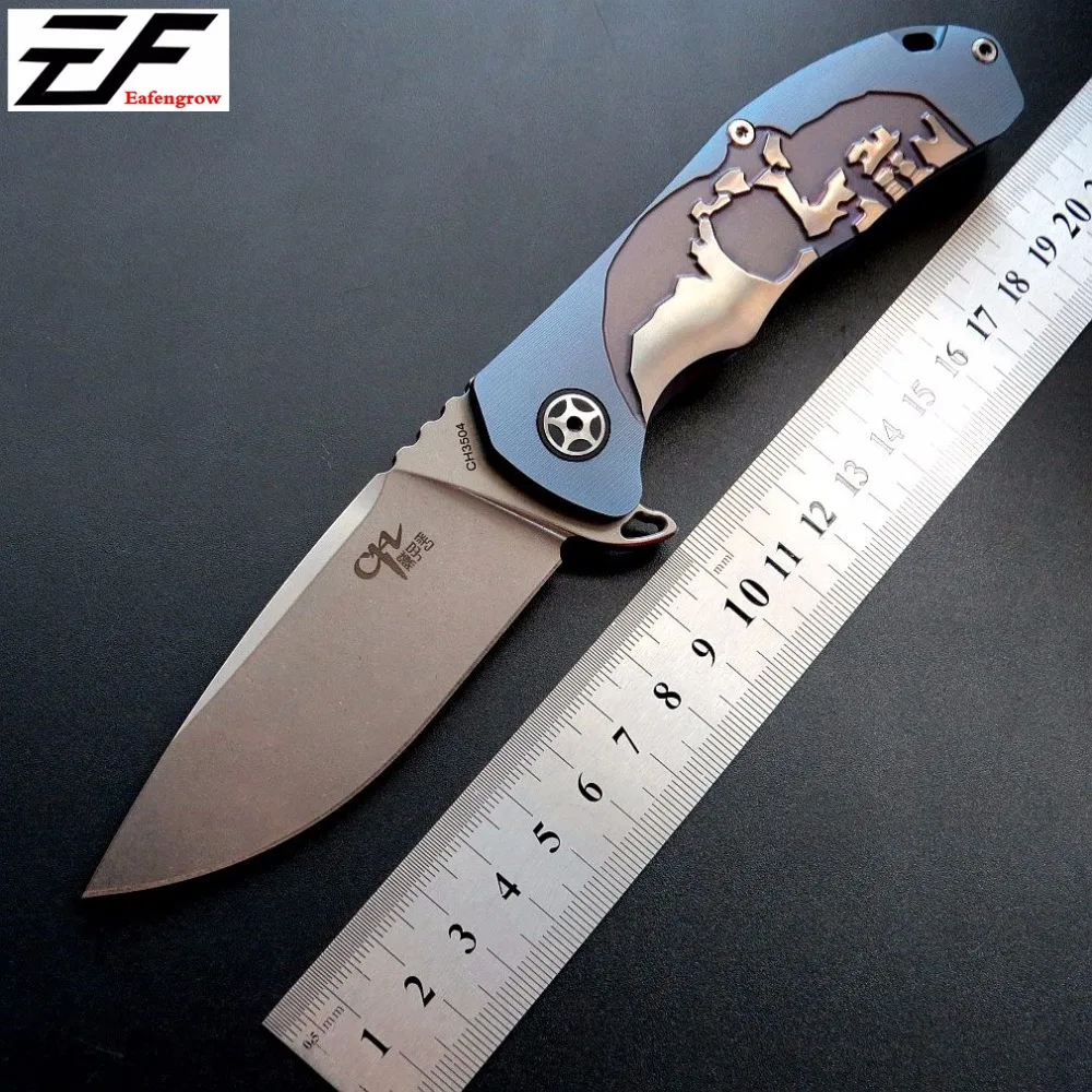 Высокое качество CH 3504 складной нож S35VN Stonewash лезвие Черное золото TC4 титановая ручка Шариковые подшипники Походный нож открытый инструмент