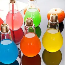 Creative Bulb Water Bottle for Brief Fashion Cute Milk Juice Light Bulb Shape Bo't't'le Leak-proof Glass Bottle Party Bottles