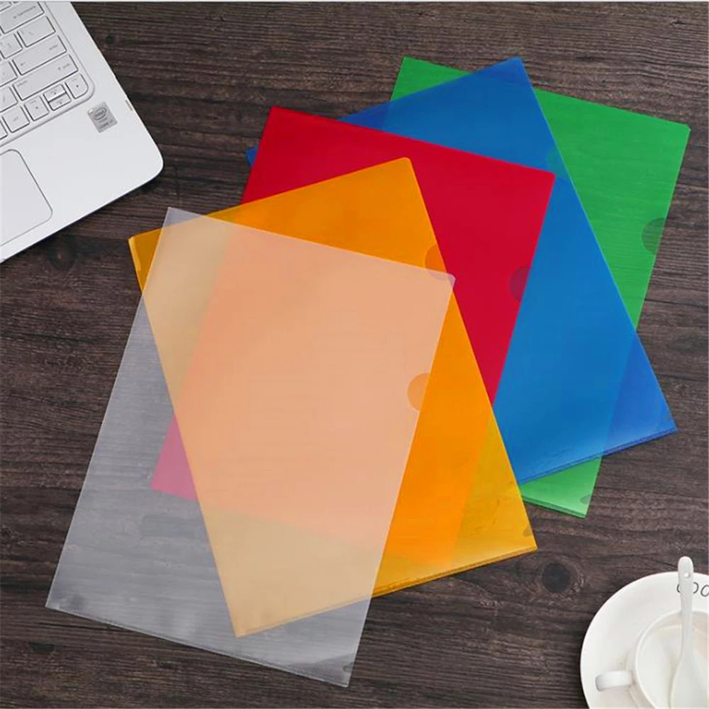 

20pcs L-Shaped Clear Document Bag Organizer Waterproof PVC A4 Office Paper File Folder School Supplies Stationery Case Bag