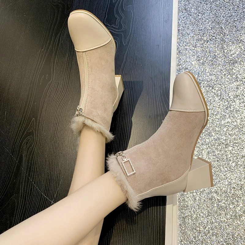 Skup Damskie buty na wysokim obcasie sukienka kostki Martin buty damskie buty platformy pompy zip zimowe ciepłe śnieg botas buty kobieta zapatos mujer G577