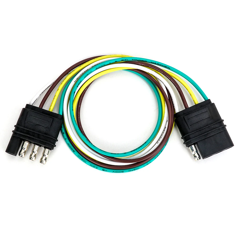 

4-pin Flat Trailer Plug with Socket Trailer Cable Adapter AWG Wiring Harness Connector Trailer Power Socket