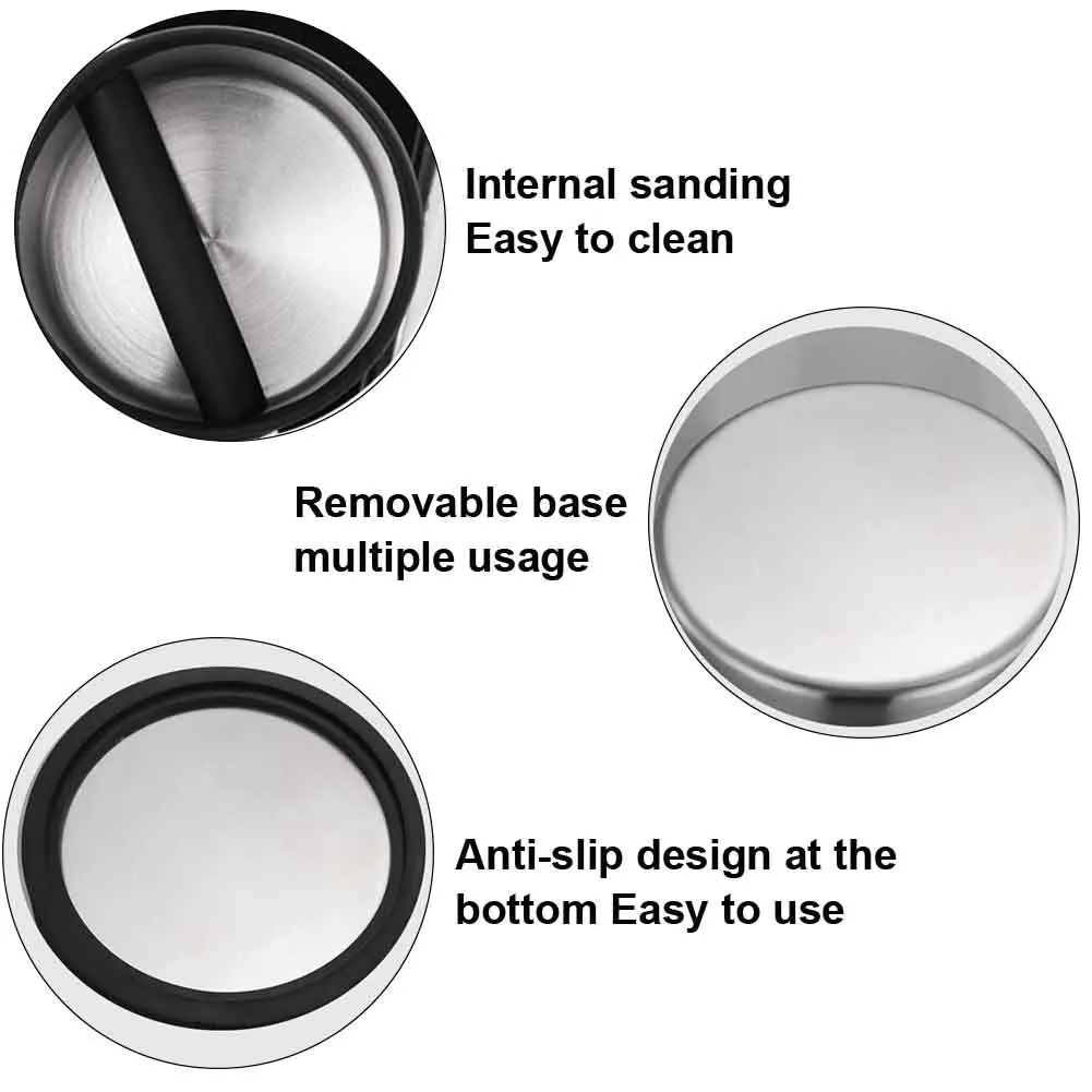 1800 мл Серебряный Противоскользящий контейнер для кофе, ресторанный контейнер, кухонный инструмент, мусорное ведро, домашний практичный контейнер из нержавеющей стали