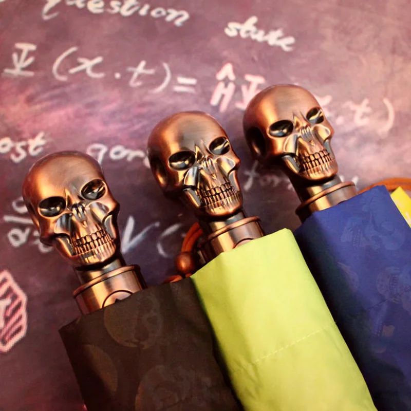 Человек Umberlla креативный стиль металлический череп голова панк Дождь