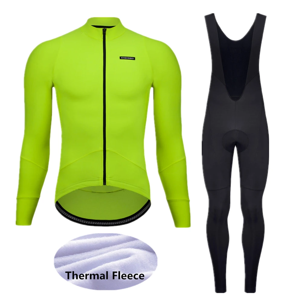FUQVLUN зимний термальный флисовый комплект одежды для велосипеда, Мужская велосипедная майка, спортивная одежда для езды на горном велосипеде, комплекты одежды-69DEF - Цвет: Cycling Set
