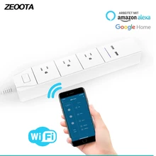 Умный Wifi сетевой фильтр 2 usb порта 3 по отдельности розетка совместима с Alexa Google Home/Assistant