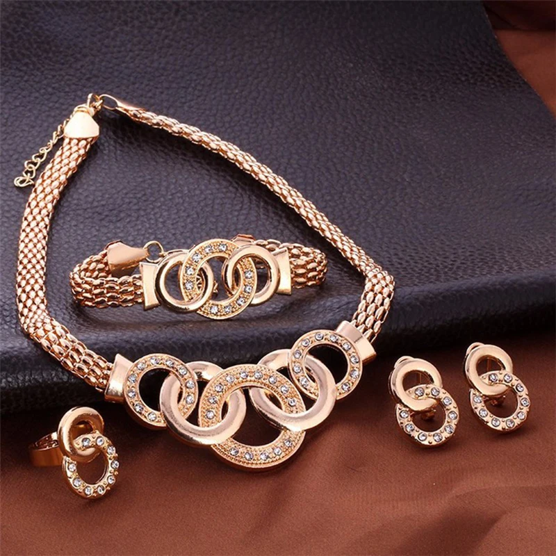 Бренд, большое колье, модное ожерелье круглой формы, браслет, серьги, кольцо, набор для вечеринки, бижутерия N199