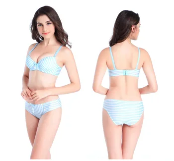 

Underwired Bras Briefs set Lingerie Sexy Push Up Stripe Print Bra Underwear Women NH118