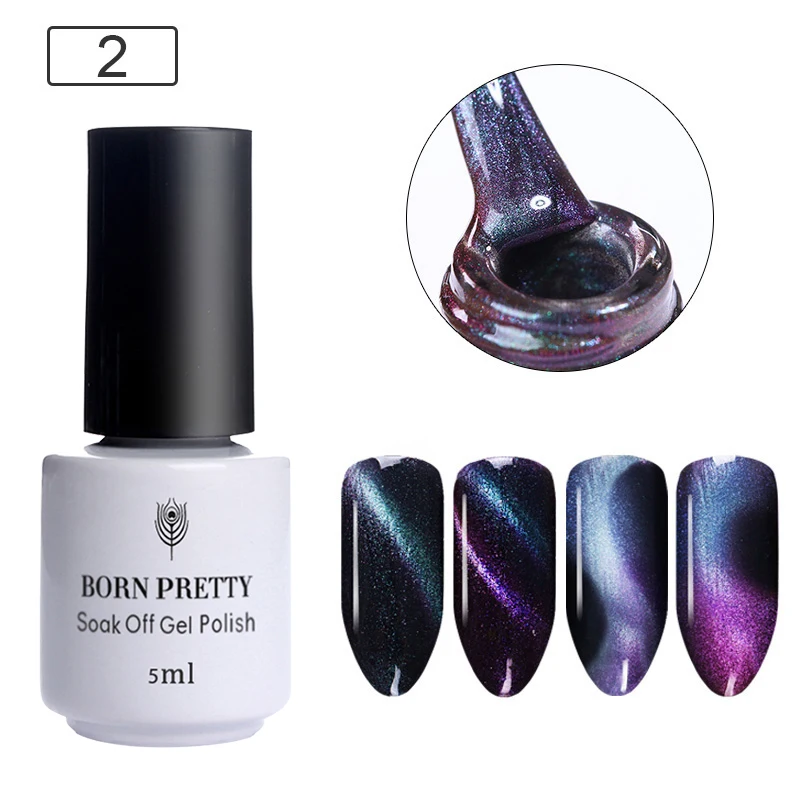 5ML 2 Родился Довольно Гламурная кошка глаз УФ Гель-лак 6 мл Магнитная Shimmer замочить от УФ-светодиодный Гель-лак для ногтей маникюрный лак DIY - Цвет: 5ML 2