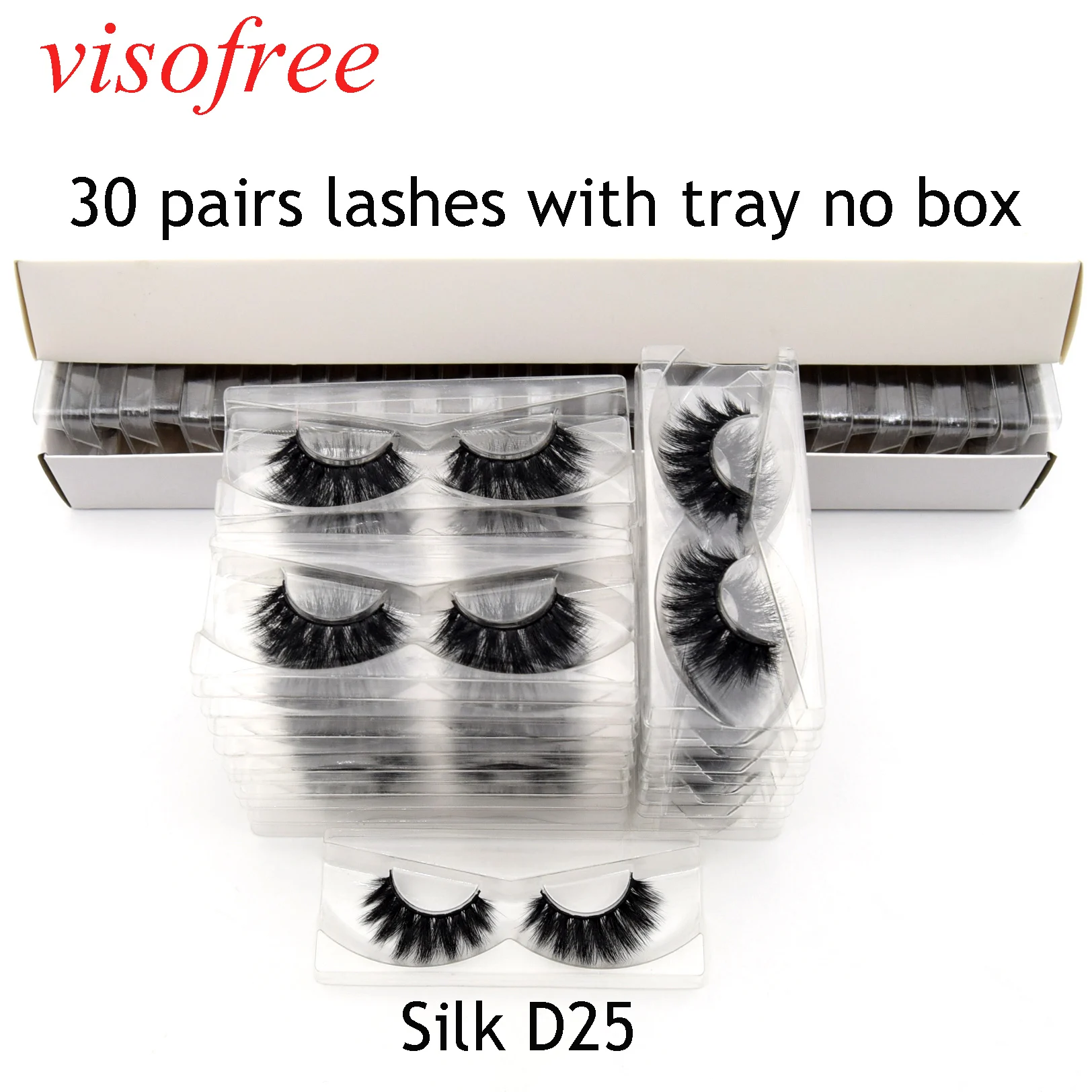 Silk-D25 Visofree 30 пар/лот 3D Искусственные Шелковые ресницы крылатые шелковые ресницы бескровные многоразовые ресницы макияж Silk-D27 - Цвет: Silk-D25