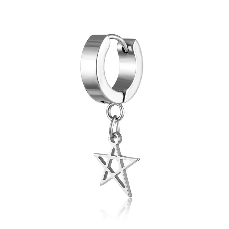 silver Stud 1 пара корейских kpop серьги-гвоздики с гексаграммой для мужчин круглые серьги из нержавеющей стали черные панк-рок Асимметричные украшения - Окраска металла: silver Stud