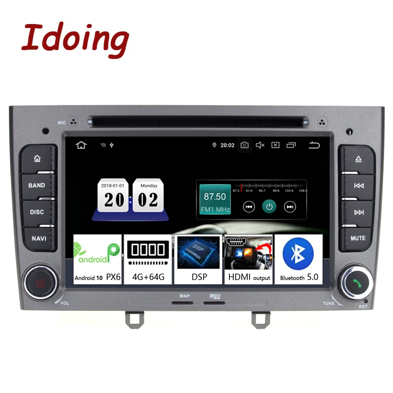 

Idoing 7inch 2Din Car Android 10 Radio Multimedia Player For Peugeot 308 PX6 4G+64G IPS screen GPS Navigation TDA7850 Head Unit