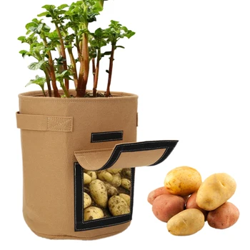 

Vegetable Potato Grow Bag with Handle Non-woven Fabric Plant Planting Growth Pot for Home Garden Plant Transplanting Growth Bag
