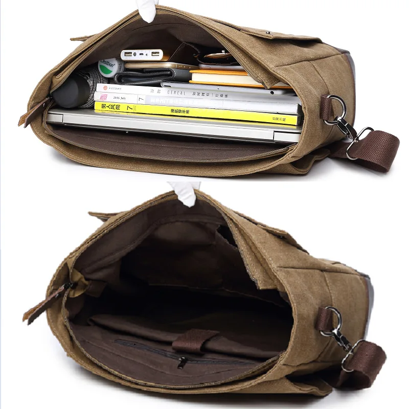 

Hot Selling Solid Color One-Shoulder Handbag Men Bag Multi-functional Oblique Bag Canvas Laptop Bag