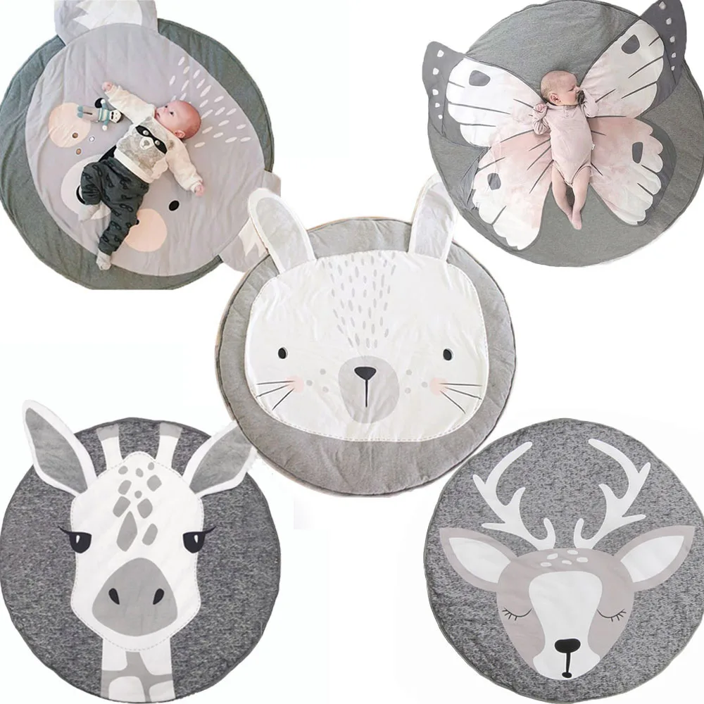 

Cartoon Animal Baby Mat Kids Rug Play Mat Soft Infant Crawling Blanket Cotton Round Floor Carpet Rugs Mat for Kids Room Decor